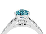 White gold Pear Cut Blue Topaz Split Shank Engagement Ring with Pavé Band_4