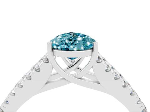 White gold Pear Cut Blue Topaz Split Shank Pavé Engagement Ring with Four-Prong Setting_16