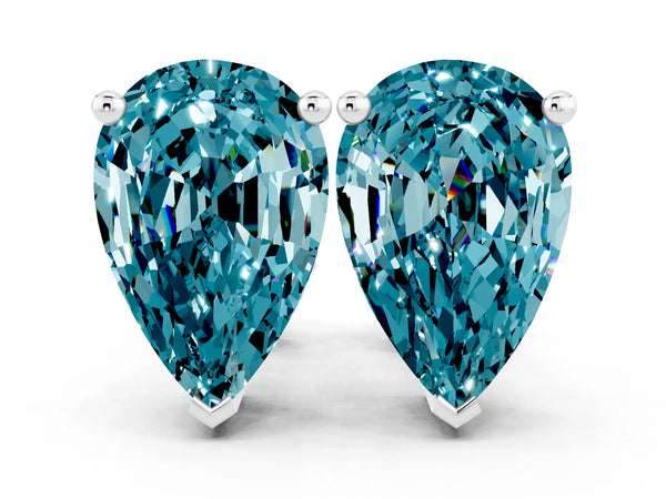 White gold Pear Cut Blue Topaz Stud Earrings