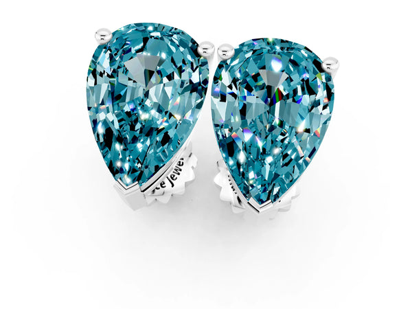 White gold Pear Cut Blue Topaz Stud Earrings