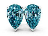 White gold Pear Cut Blue Topaz Stud Earrings_35