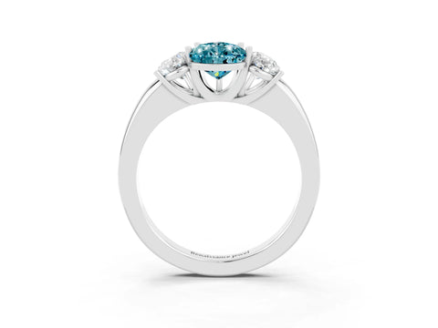 White gold Pear Cut Blue Topaz Three-Stone Ring with Four-Prong Setting and Classic Band_3