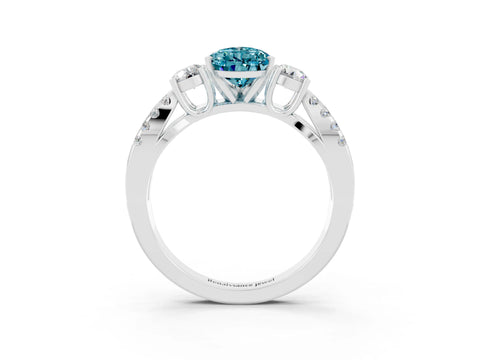 White gold Pear Cut Blue Topaz Three-Stone Ring with Pavé Split Shank and Four-Prong Setting_15