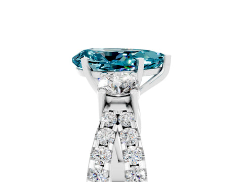 White gold Pear Cut Blue Topaz Three-Stone Ring with Pavé Split Shank and Four-Prong Setting_17