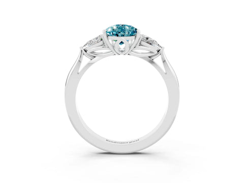 White gold Pear Cut Blue Topaz Three-Stone Ring with Pear Side Stones and Four-Prong Setting_33