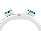 White gold Pear Cut Blue Topaz Two-Stone Open Band Ring with Prong Setting_10