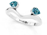 White gold Pear Cut Blue Topaz Two-Stone Open Band Ring with Prong Setting_7