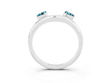 White gold Pear Cut Blue Topaz Two-Stone Open Band Ring with Prong Setting_9