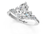 White gold Pear Cut Brilliant Diamond Solitaire Ring with Pear Side Stones and Four-Prong Setting_13