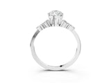 White gold Pear Cut Brilliant Diamond Solitaire Ring with Pear Side Stones and Four-Prong Setting_15