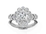 White gold Pear Cut Brilliant Milgrain Pave Heart Band Solitaire Ring_134