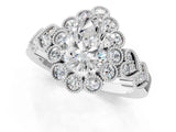 White gold Pear Cut Brilliant Milgrain Pave Heart Band Solitaire Ring_135