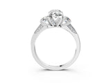 White gold Pear Cut Brilliant Three-Stone Diamond Ring with Pavé Band and Four-Prong Setting_10