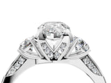 White gold Pear Cut Brilliant Three-Stone Diamond Ring with Pavé Band and Four-Prong Setting_11