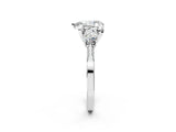 White gold Pear Cut Brilliant Three-Stone Diamond Ring with Pavé Band and Four-Prong Setting_9