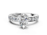 White gold Pear Cut Channel Set Diamond Engagement Ring with Four-Prong Setting_237