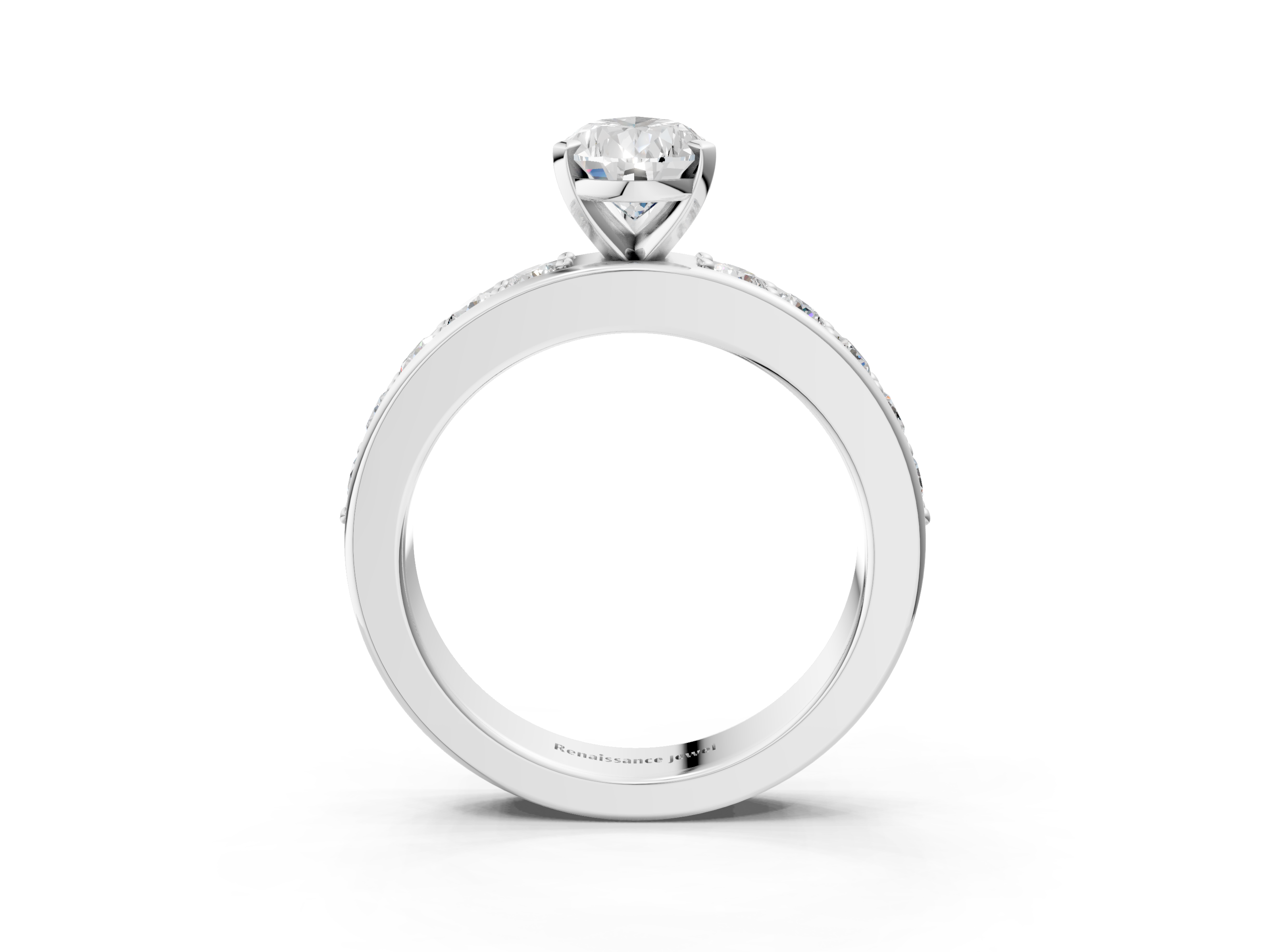 White gold Pear Cut Channel Set Diamond Engagement Ring with Four-Prong Setting_252