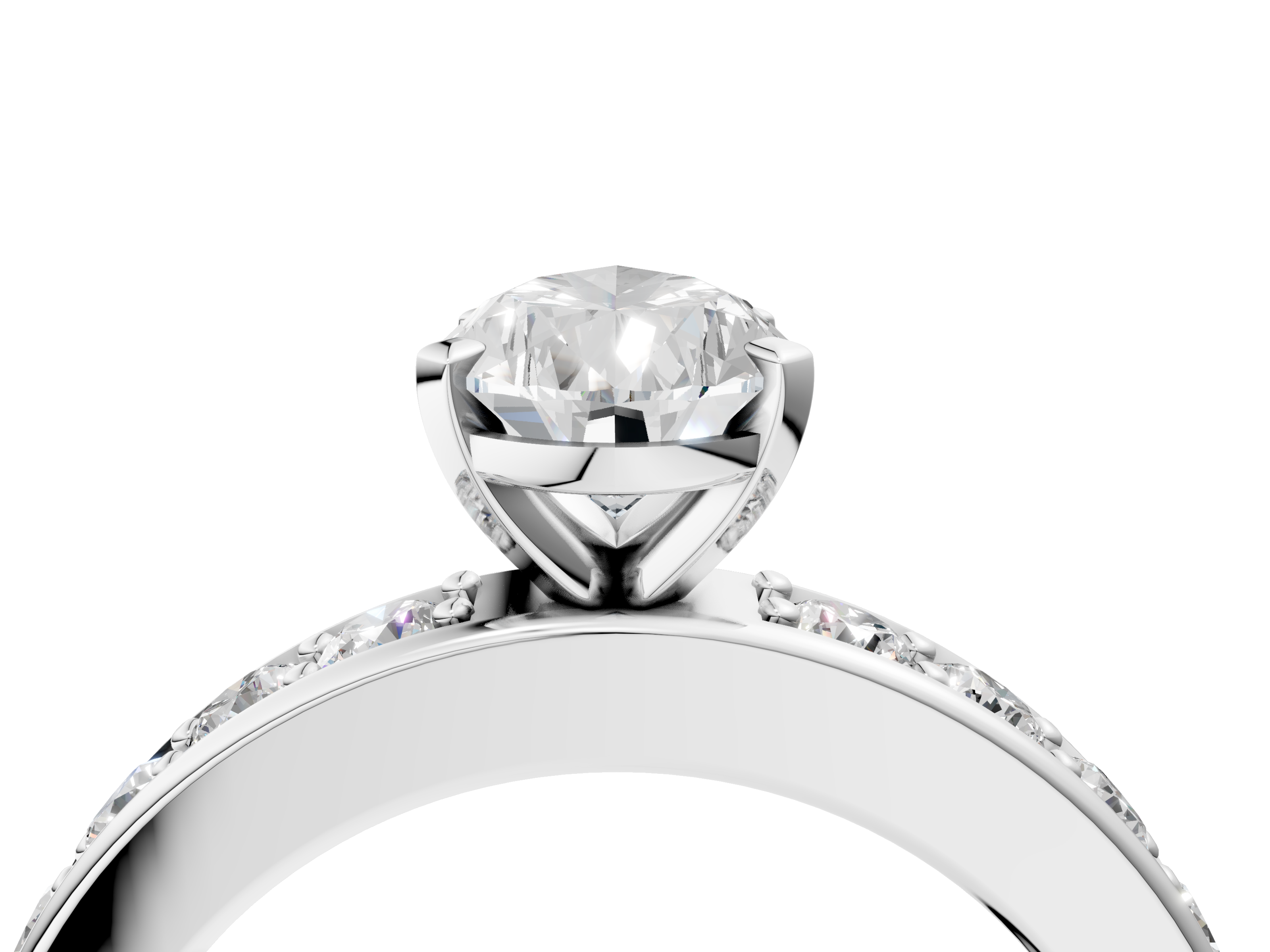 White gold Pear Cut Channel Set Diamond Engagement Ring with Four-Prong Setting_253