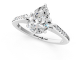 White gold Pear Cut Channel Set Solitaire Engagement Ring with Four-Prong Setting_212