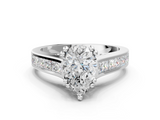 White gold Pear Cut Channel Set Solitaire Engagement Ring with Prong Setting_58