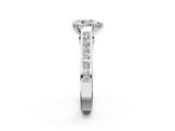 White gold Pear Cut Channel Set Solitaire Engagement Ring with Prong Setting_60