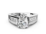 White gold Pear Cut Channel Set Solitaire Ring with Four-Prong Setting_6