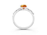 White gold Pear Cut Citrine Cluster Side Stone Solitaire Ring with Prong Setting_27