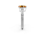 White gold Pear Cut Citrine Engagement Ring with Milgrain Channel Set Band and Prong Setting_2