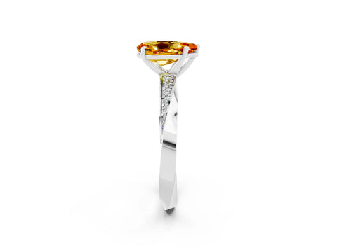 White gold Pear Cut Citrine Engagement Ring with Side Stone Accents and Four-Prong Setting_29