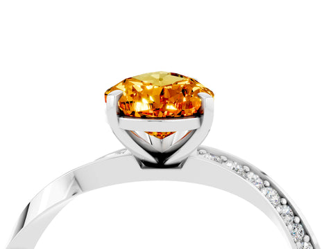White gold Pear Cut Citrine Engagement Ring with Side Stone Accents and Four-Prong Setting_31
