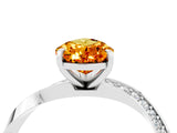 White gold Pear Cut Citrine Engagement Ring with Side Stone Accents and Four-Prong Setting_76