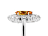 White gold Pear Cut Citrine Floral Double Halo Engagement Ring with Prong Setting_101