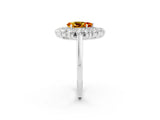 White gold Pear Cut Citrine Floral Double Halo Engagement Ring with Prong Setting_98