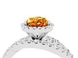 White gold Pear Cut Citrine Halo Ring with Round Split Shank and Prong Setting_64