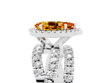 White gold Pear Cut Citrine Halo Ring with Round Split Shank and Prong Setting_65