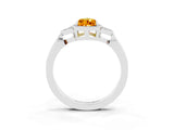 White gold Pear Cut Citrine Halo Ring with Tapered Band and Four-Prong Setting_3