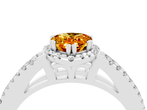 White gold Pear Cut Citrine Halo Split Shank Engagement Ring_16