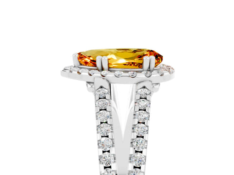 White gold Pear Cut Citrine Halo Split Shank Engagement Ring_17