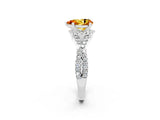 White gold Pear Cut Citrine  Halo Twist Band Solitaire Prong Setting Ring_26