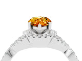 White gold Pear Cut Citrine  Halo Twist Band Solitaire Prong Setting Ring_28