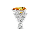 White gold Pear Cut Citrine  Halo Twist Band Solitaire Prong Setting Ring_29