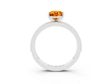 White gold Pear Cut Citrine Milgrain Pavé Engagement Ring with Four-Prong Setting_3