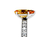 White gold Pear Cut Citrine Milgrain Pavé Engagement Ring with Four-Prong Setting_5