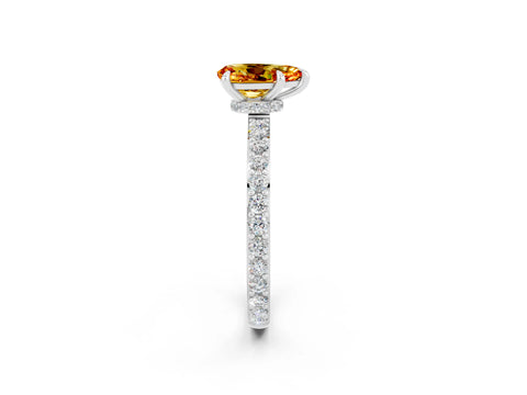 White gold Pear Cut Citrine Pavé Engagement Ring with Round  Accents and Prong Setting_26