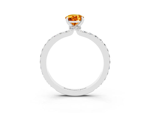 White gold Pear Cut Citrine Pavé Engagement Ring with Round  Accents and Prong Setting_27