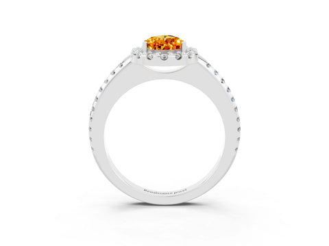 White gold Pear Cut Citrine Pavé Halo Ring with Four-Prong Setting_15