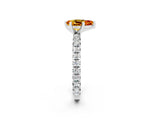 White gold Pear Cut Citrine Pavé Solitaire Ring with Round Band and Prong Setting_14