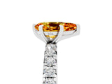 White gold Pear Cut Citrine Pavé Solitaire Ring with Round Band and Prong Setting_17