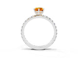 White gold Pear Cut Citrine Pavé Solitaire Ring with Round Band and Prong Setting_39