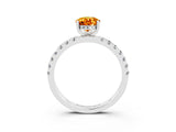 White gold Pear Cut Citrine Pave Band Solitaire Ring with Four-Prong Setting_27